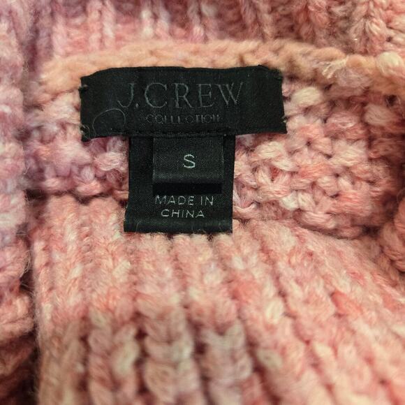 J. Crew Pink Cable Knit Turtleneck Sweater Wool Blend Women's Sz S Oversized - Picture 8 of 10